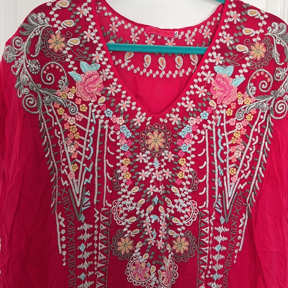 Johnny Was Raspberry Pink Embroidered Tunic - Picture 2 of 6